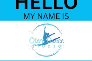 The words "Hello my name is" with a silhouette of a leaping dancer and the dates, April 26 and 27 2024 at 7 p.m.