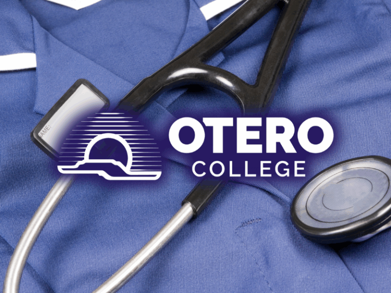 Nursing equipment with the Otero College logo on it