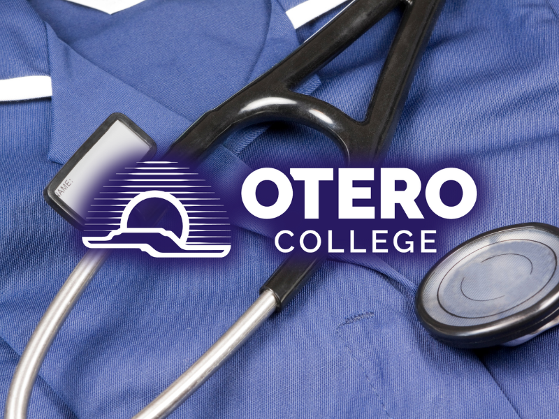 Nursing equipment with the Otero College logo on it