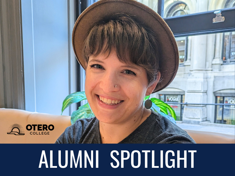 a photo Sarah Clem with the words "Alumni Spotlight" near her